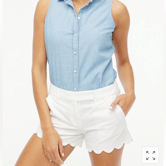 NWT Scallop Hem Shorts White JCrew Factory - Picture 3 of 13